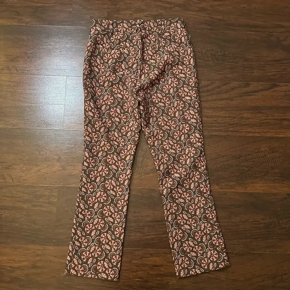 Anthropologie the essential slim brown floral print pants size 2 - Picture 4 of 14